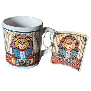 Vintage Dad Greeting Card Bear Mug 80s California Japan Fathers Day Cup Coffee